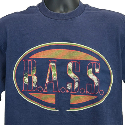 Navy blue JERZEES T-Shirt with Bass Anglers logo displayed prominently on the front