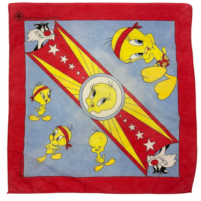 Vintage Tweety Bird Looney Tunes Bandana Handkerchief 80s Warner Bros USA Made