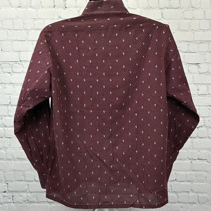 Vintage 70s Kingsport Button Front Shirt Big Collar Disco Polka Dots Red L Large - Neon Vintage