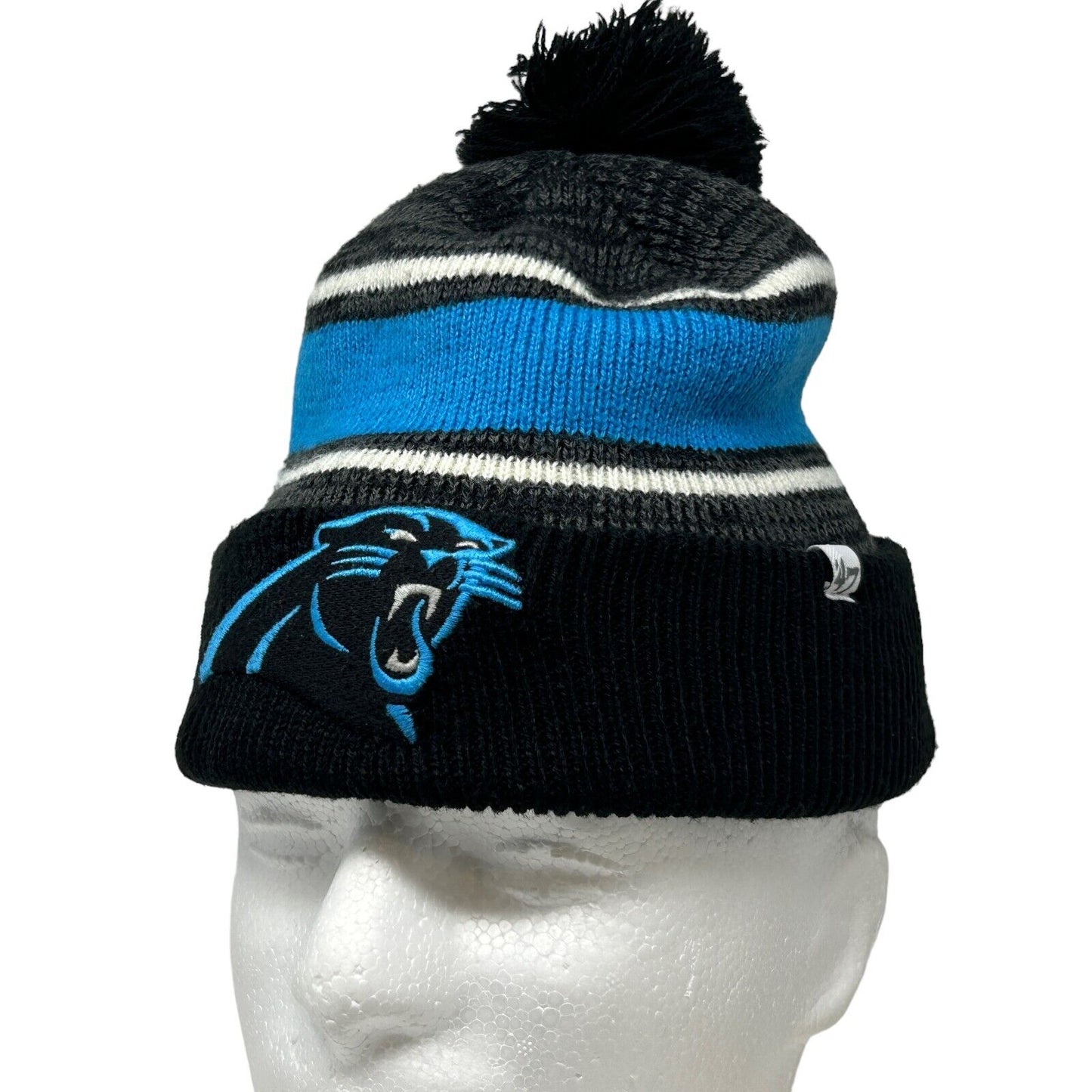 Carolina Panthers Pom Pom Beanie Hat Cuffed Toque Negro NFL Fútbol 47 Marca