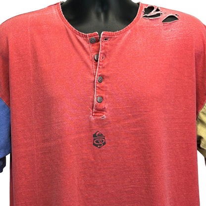 Camiseta Henley vintage desgastada de Quiksilver de los años 80 y 90, talla mediana, para surfistas, para hombre, color rojo