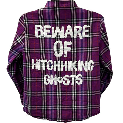 Disney Haunted Mansion Flannel Button Front Shirt Cakeworthy Purple Womens Large