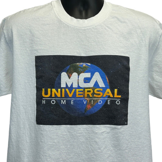 MCA Universal Home Video T Shirt Large Vintage 90s VHS Movie Film USA Mens White