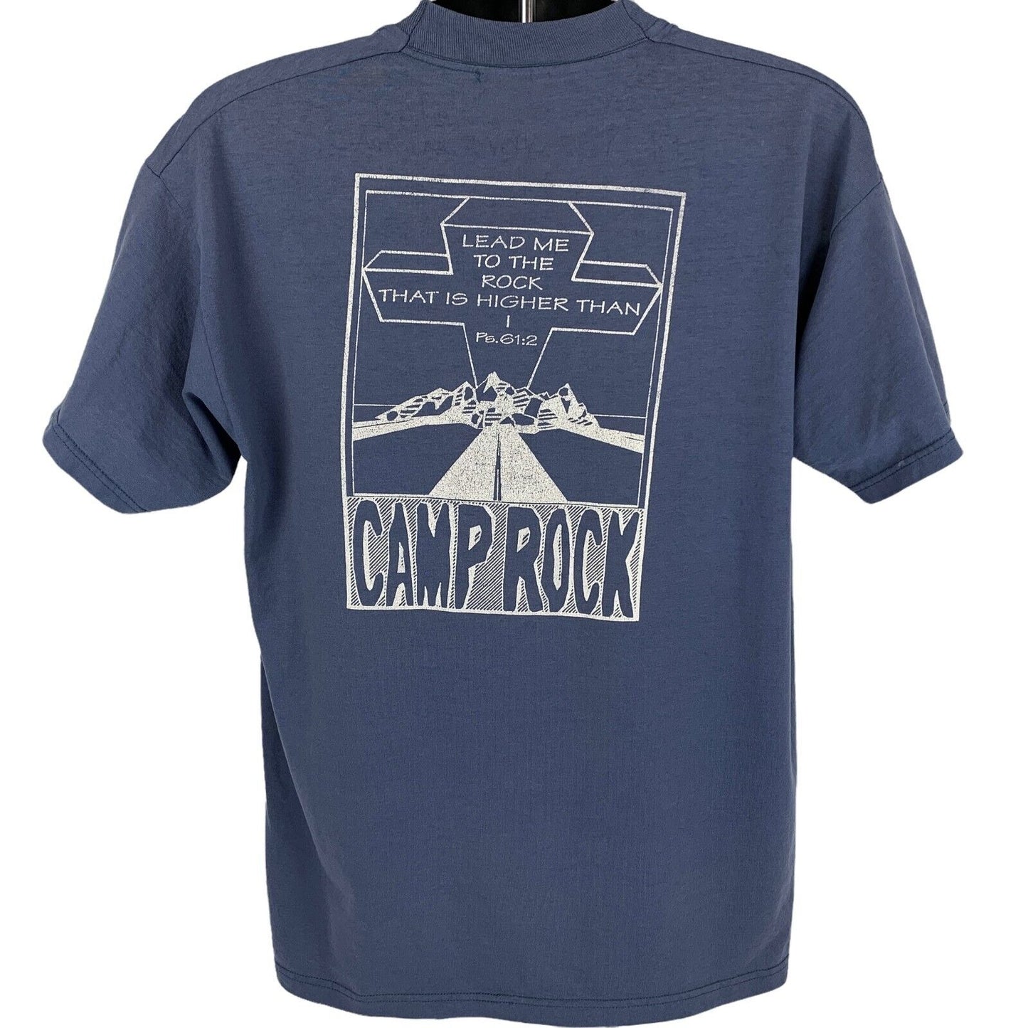 Camiseta de Jesucristo de Camp Rock, talla extragrande, con cruz cristiana, para hombre, color azul