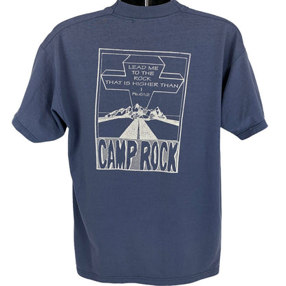 Camp Rock Jesus Christ T Shirt X-Large Christian Cross Religious Tee Mens Blue