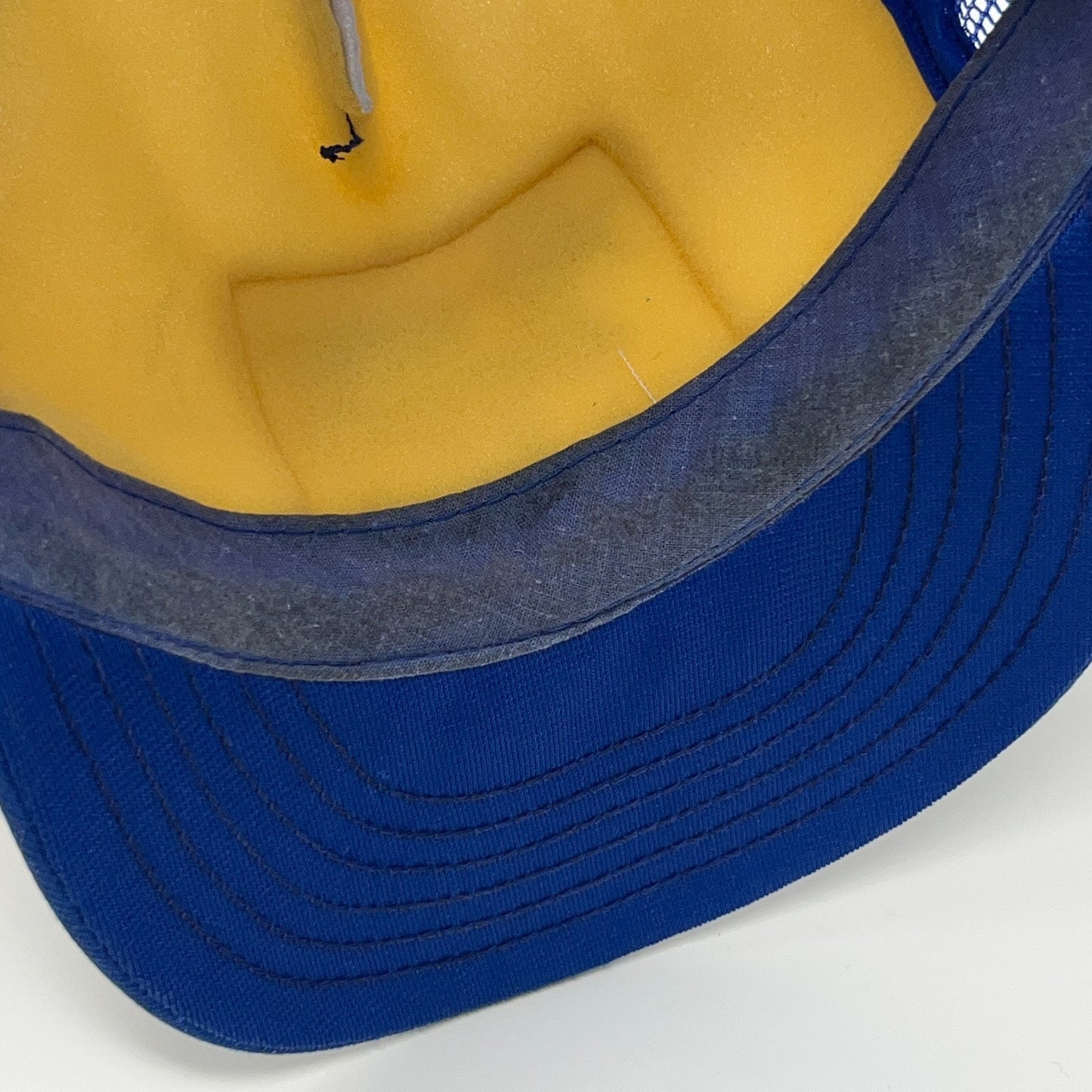 Vintage 80s West America Bank Trucker Hat Baseball Cap Banker Mesh Snapback Blue
