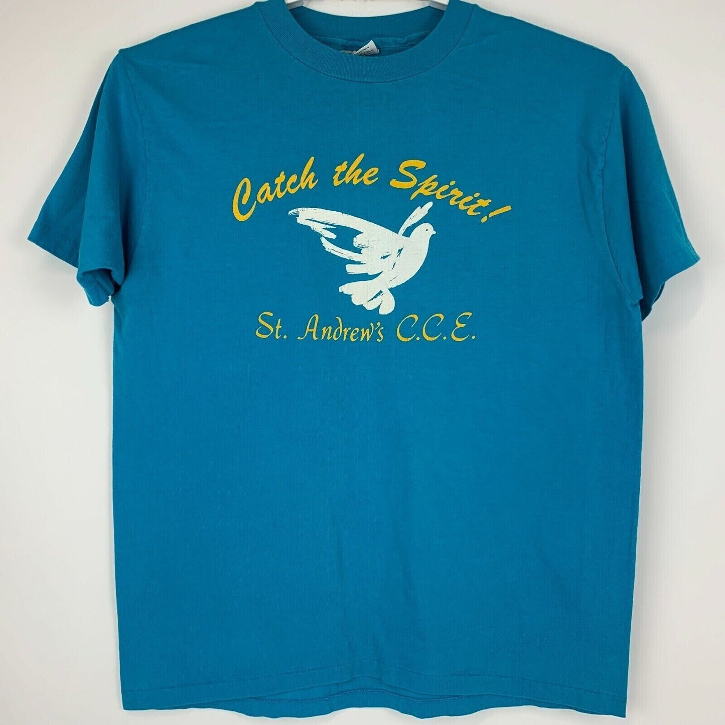 St Andrews Church CCE Vintage 80s T Shirt Catholic Lutheran Religion Dove Large