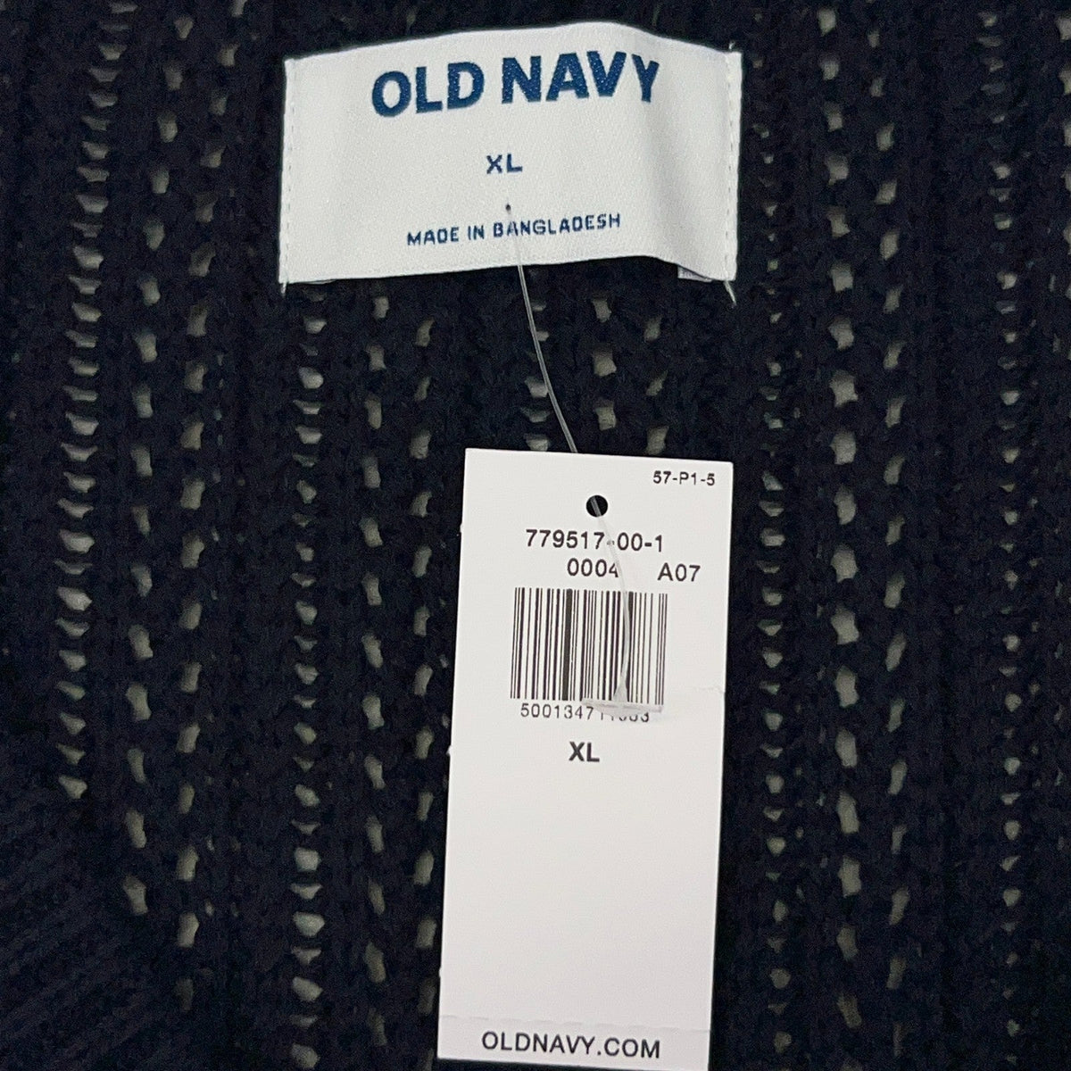 Old Navy Mens Sweater Vest XL X-Large Navy Cotton Open Knit V Neck NWT Casual
