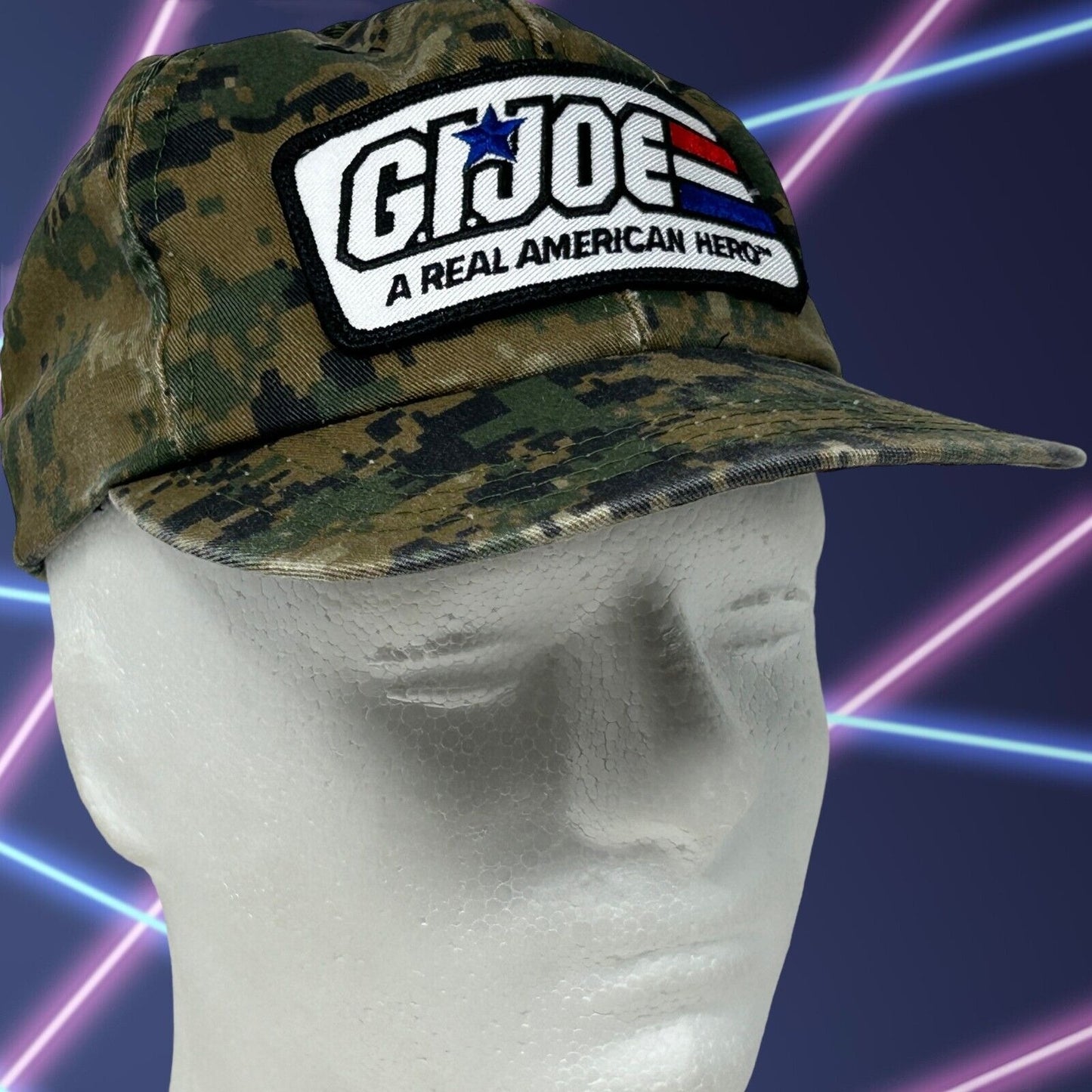 Vintage GI Joe Camo Youth Baseball Hat Cap Green Digital Camouflage Snapback