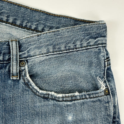Levis 514 Straight Fit Jeans Distressed Levi Strauss Denim Blue Mens 32x32
