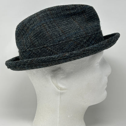 Vintage Matt Andrews Fedora Hat Mens 6 5/8 Gray Tweed Plaid 50s 60s