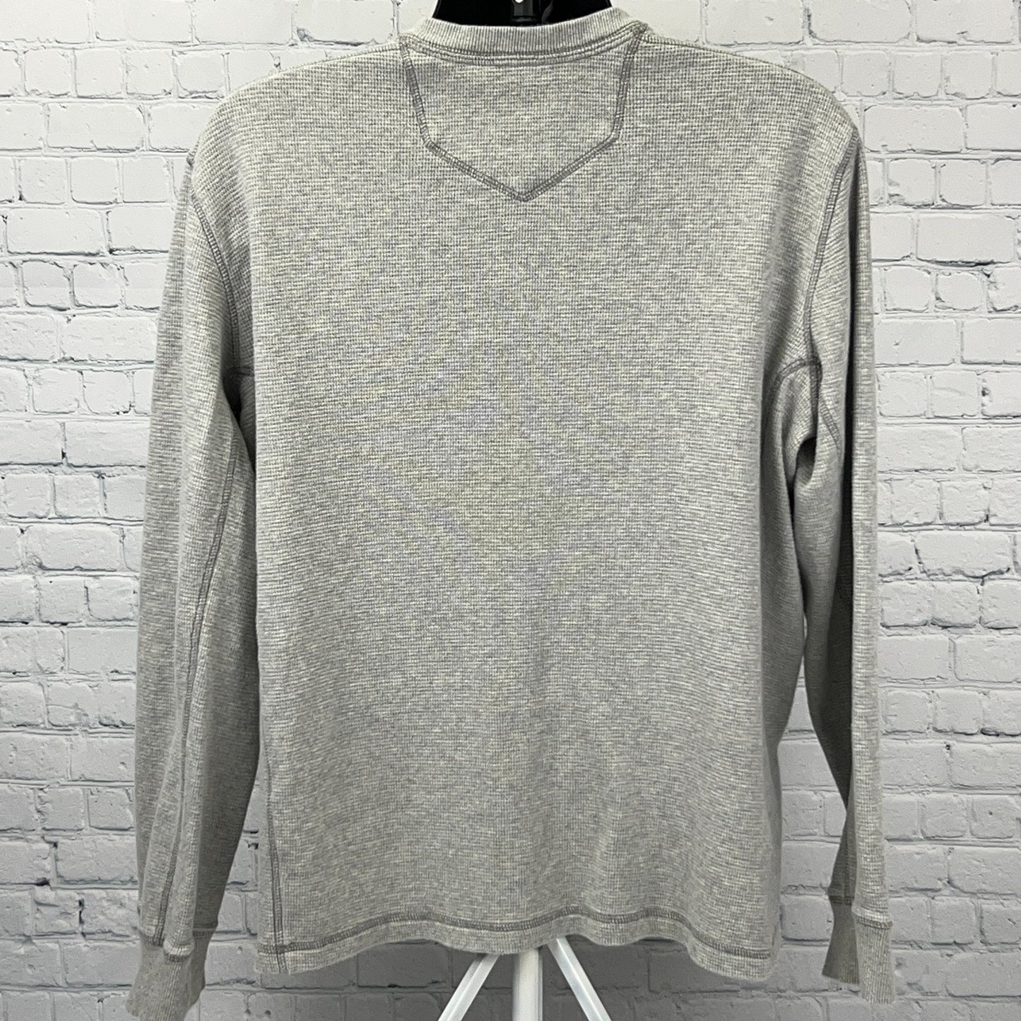 Eddie Bauer Thermal Henley XL X‑Large Gray Cotton Long Sleeve Waffle Knit Shirt