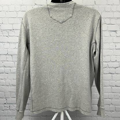 Eddie Bauer Thermal Henley XL X‑Large Gray Cotton Long Sleeve Waffle Knit Shirt