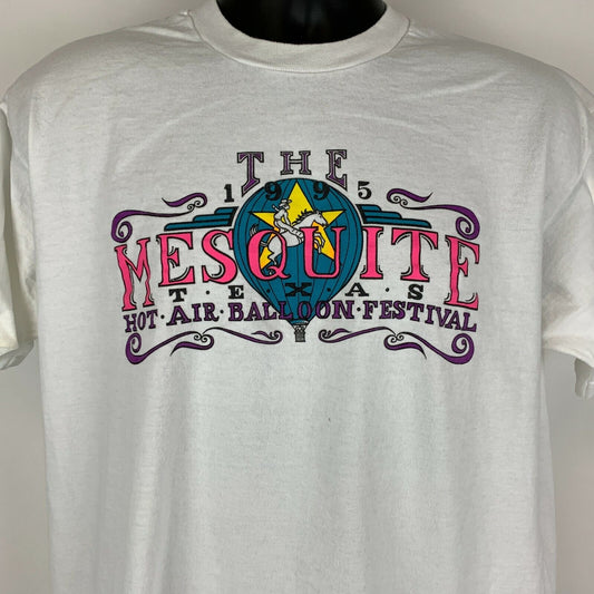 Camiseta vintage de los años 90 del festival de globos aerostáticos de Mesquite, talla extragrande, para hombre, de Texas, color blanco