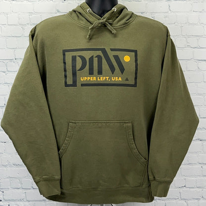 PNW Upper Left USA Hoodie L Large Green Hooded Sweatshirt Pacific Northwest NW