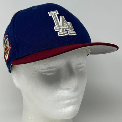 Los Angeles LA Dodgers 50th Anniv Hat Baseball Cap Blue New Era MLB Fitted 7 1/8 - Neon Vintage