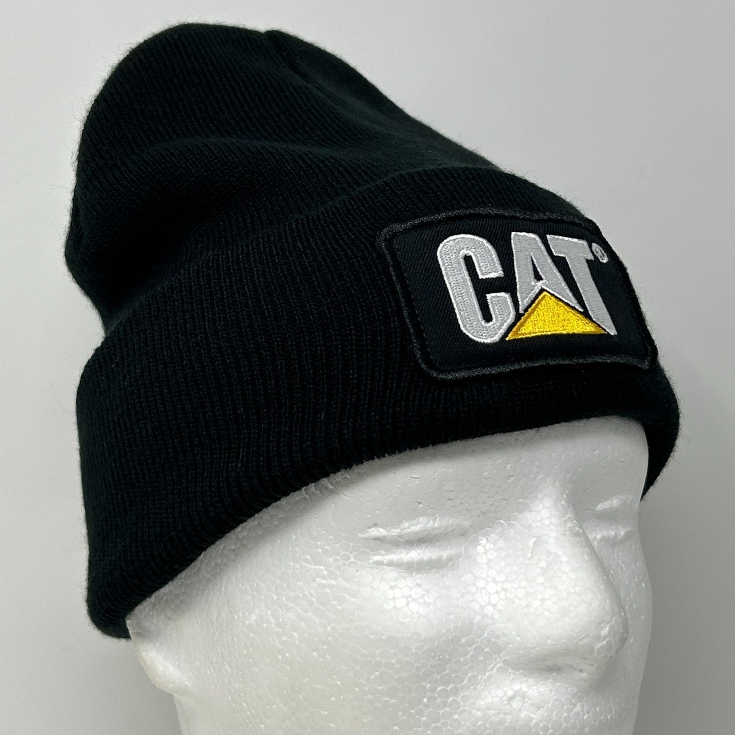 CAT Caterpillar Beanie Winter Hat Toque Flip Cuffed Black Construction Mining