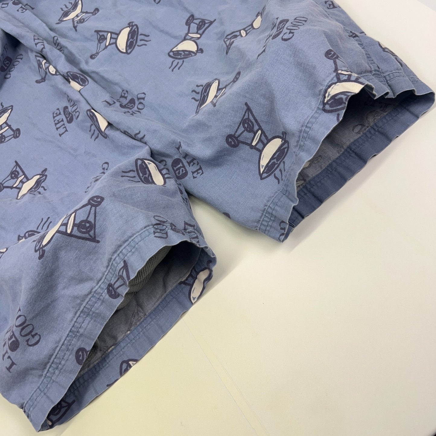 Life is Good Sleep Lounge Pants Charcoal BBQ Barbeque Grill Blue Mens L Large