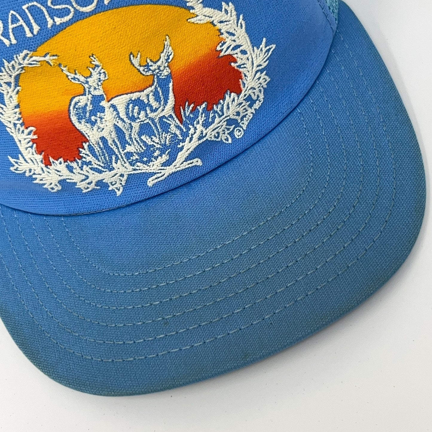 Vintage 80s Branson Missouri Trucker Hat Baseball Cap Hunting Blue Mesh Snapback