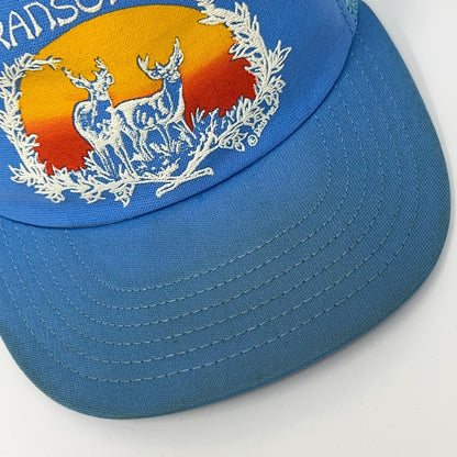 Vintage 80s Branson Missouri Trucker Hat Baseball Cap Hunting Blue Mesh Snapback