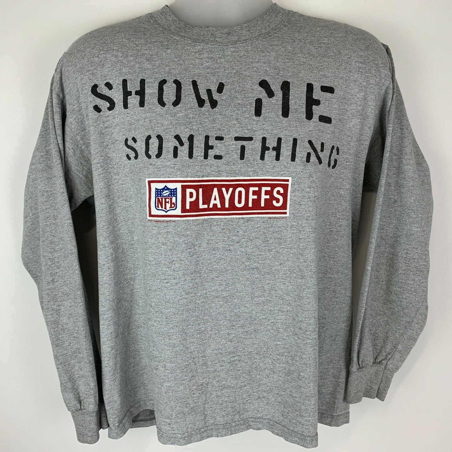 Camiseta vintage NFL Playoffs, camiseta de fútbol grande Y2Ks 2001, camiseta de manga larga para hombre, color gris