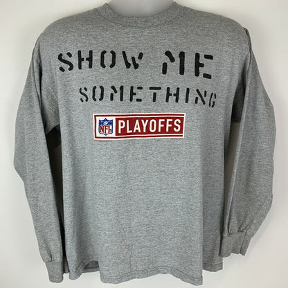 Vintage NFL Playoffs T Shirt Large Football Y2Ks 2001 Long Sleeve Tee Mens Gray