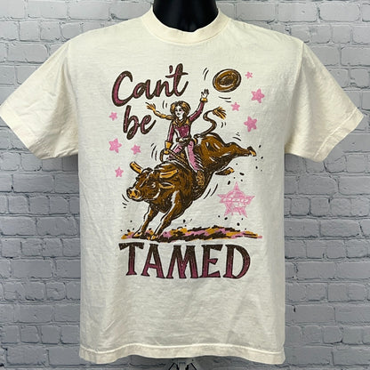 PBR Professional Bull Riders Cowgirl T Shirt Womens M Medium Beige Short Sleeve