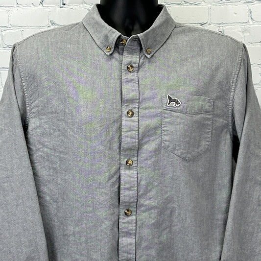 Vans x Chima Ferguson Button Front Shirt Gray Wolf Logo Skater Skating L Large - Neon Vintage