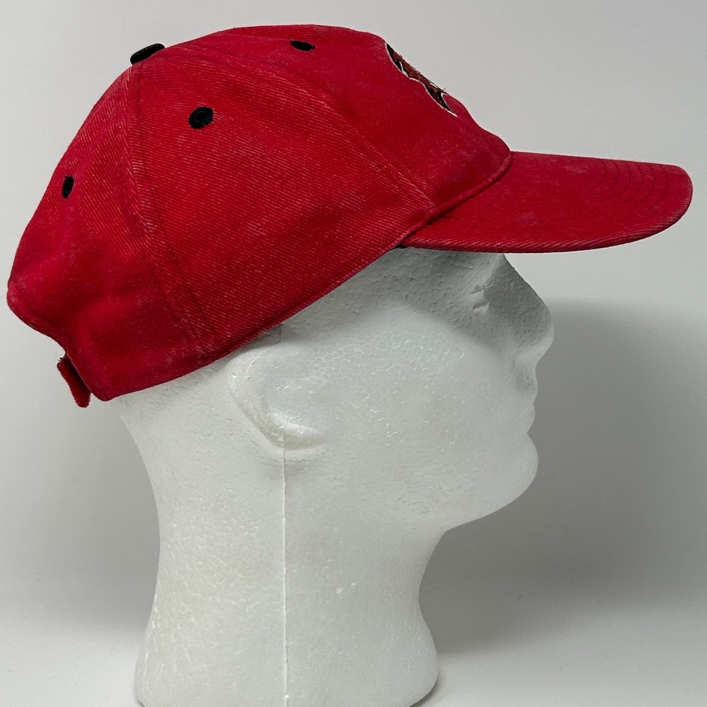 Vintage 90s Tampa Bay Buccaneers Hat Cap Red Bleach Spotted Tie Dye Strapback