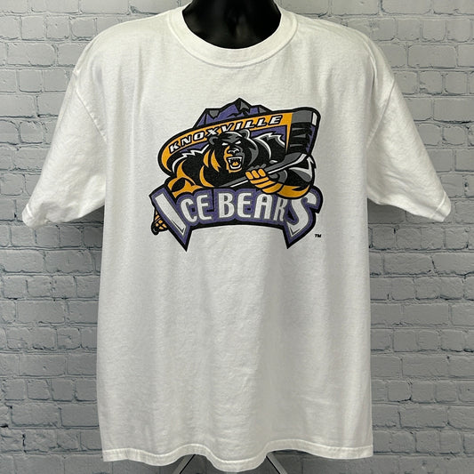 Vintage Y2Ks Knoxville Ice Bears T Shirt SPHL Ice Hockey White Mens XL X-Large