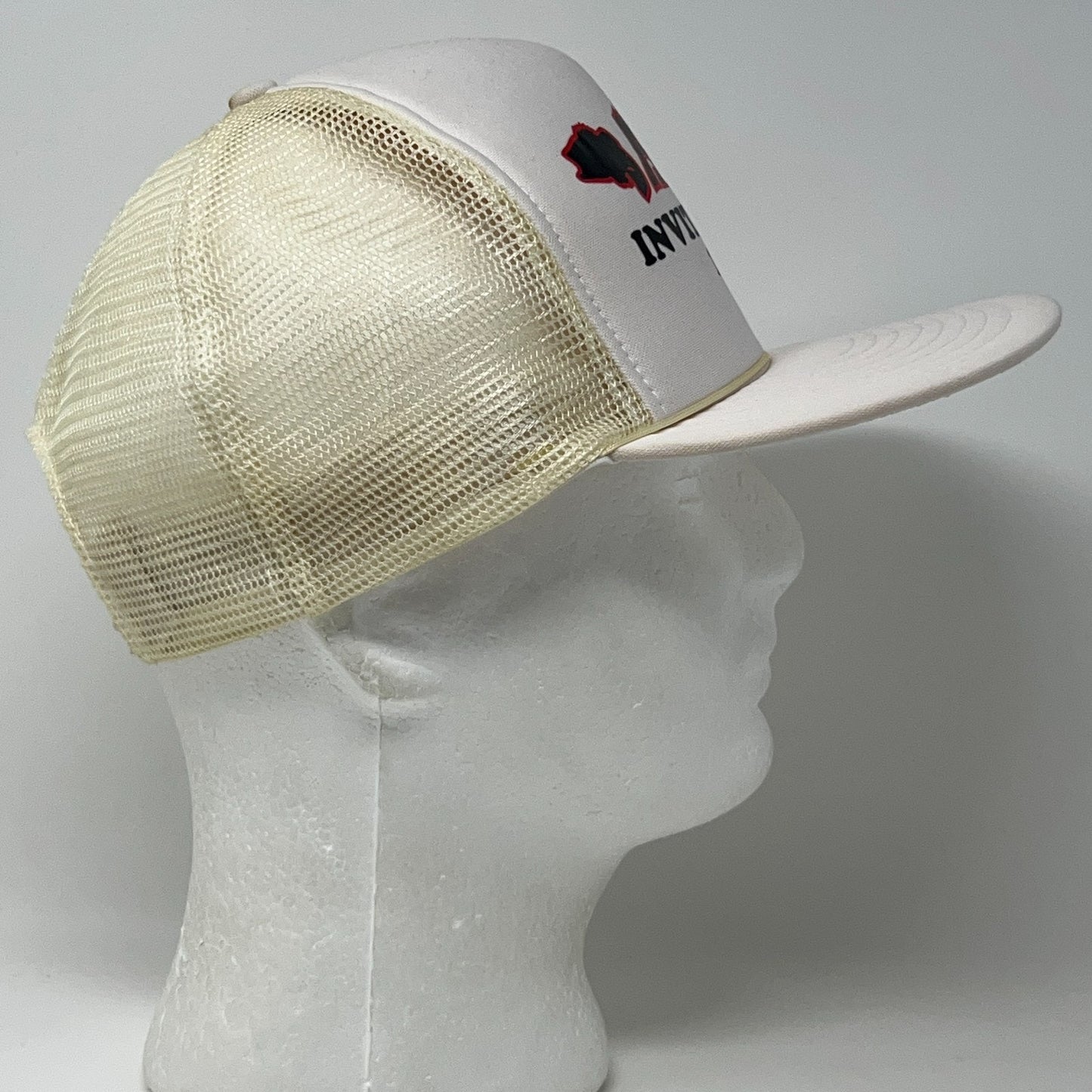 Vintage 80s Bass Cat 1990 Invitational Trucker Hat Baseball Cap Snapback White