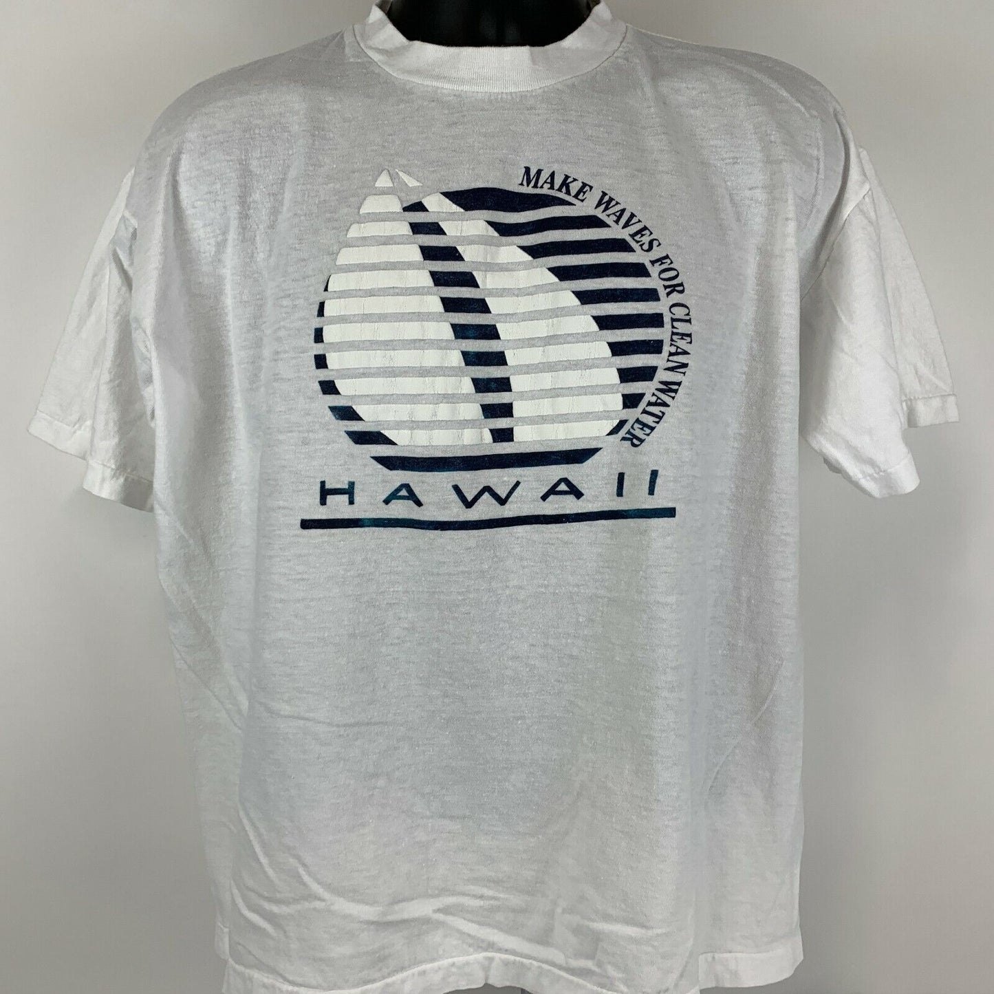 Make Waves For Clean Water Hawaii Camiseta vintage de los años 80 para hombre, color blanco