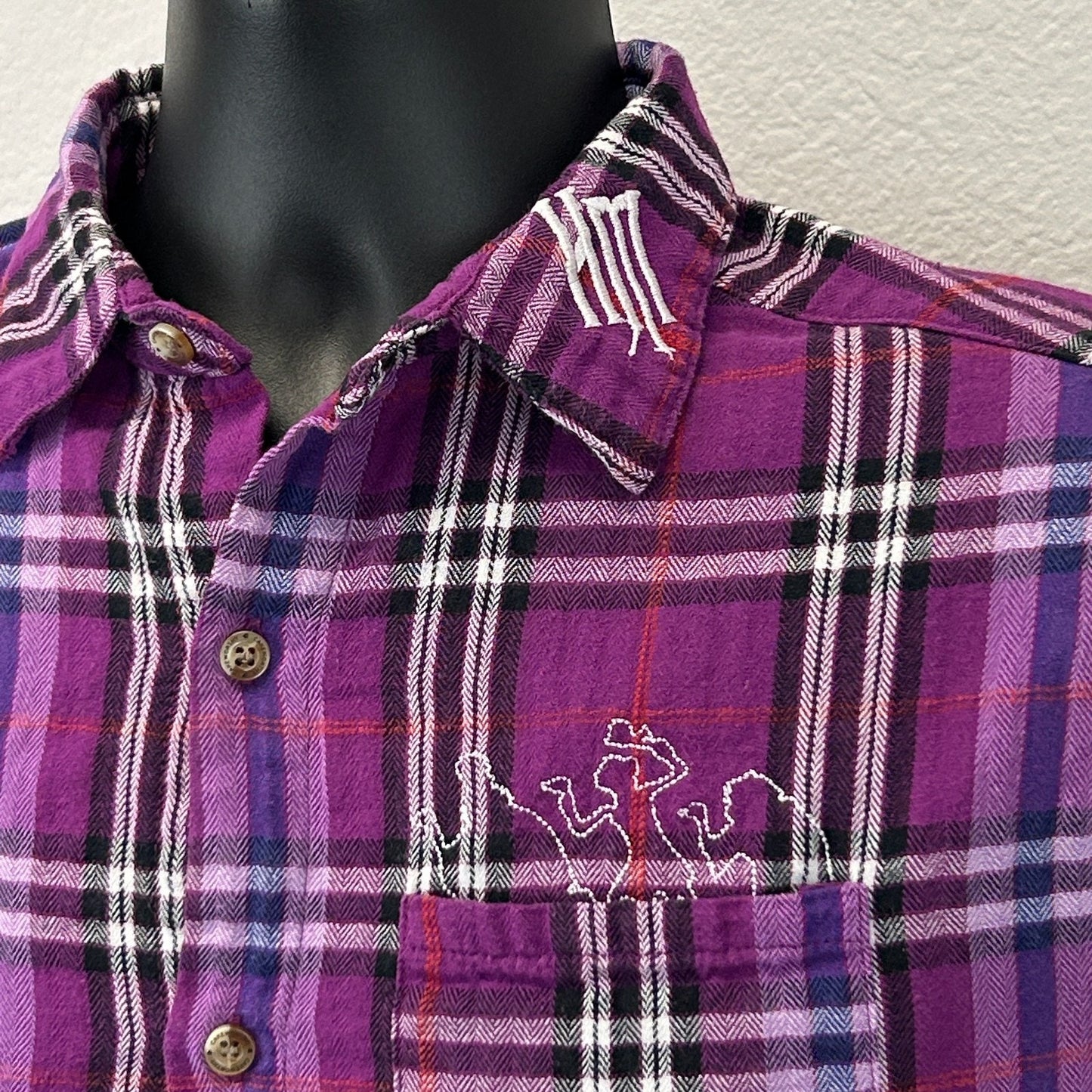 Disney Haunted Mansion Flannel Button Front Shirt Cakeworthy Purple Womens Large