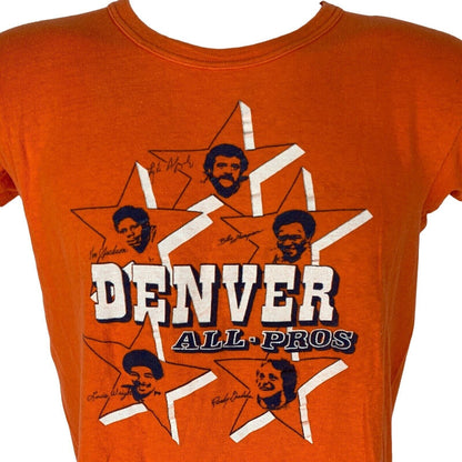 Distressed Denver Broncos All Pros Vintage 70s T Shirt NFL Football Tee Small