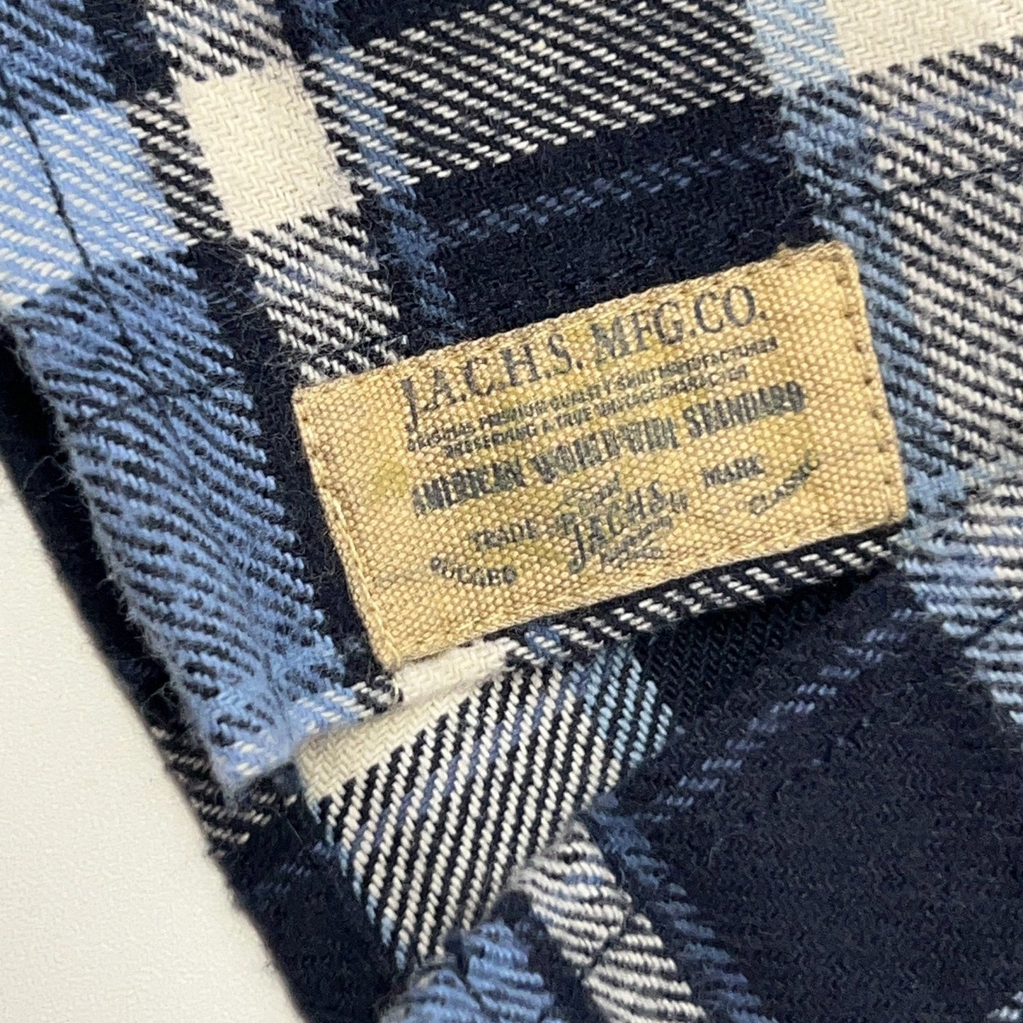 JACHS Brawny Flannel Button Front Shirt Western Cowboy SS Blue Plaid M Medium
