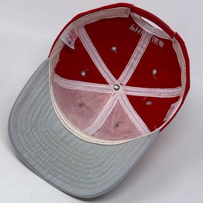 Vintage 90s Philadelphia Phillies Hat Baseball Cap New Era USA Made Snapback Red