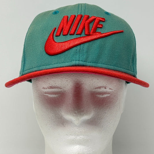 Nike True Swoosh Logo Wool Hat Baseball Cap Snapback 6 Panel Green - Neon Vintage