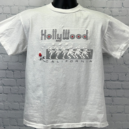 Vintage 90s Hollywood California T Shirt Tourist Films Movies White Tee M Medium
