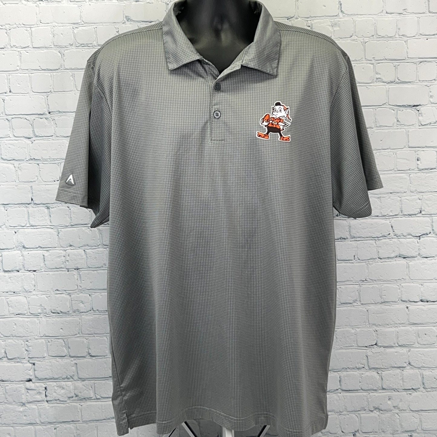 Cleveland Browns Brownie the Elf Polo Shirt Gray Antigua Golfer Mens XL X-Large
