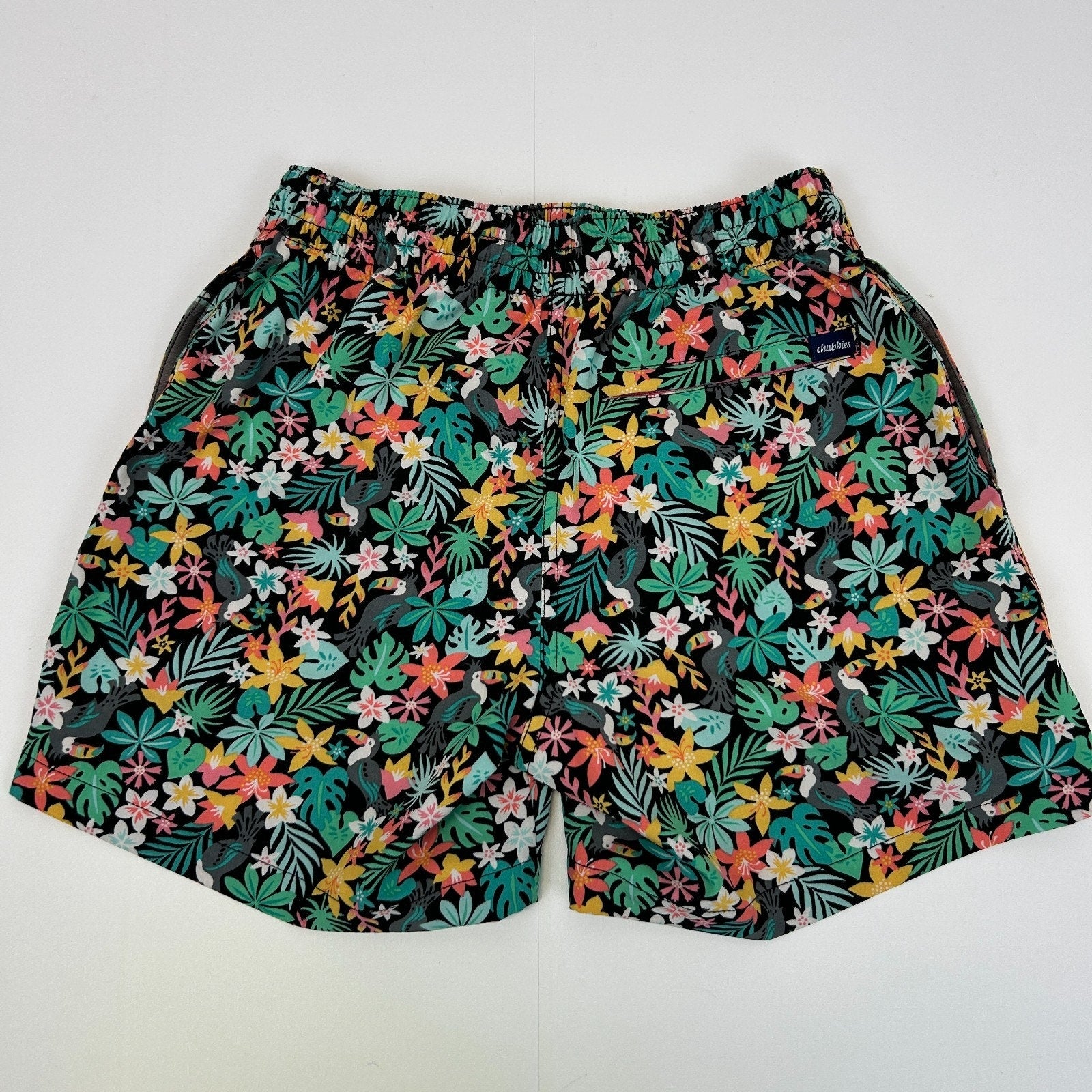 Chubbies The Boomerangs Swim Trunks Shorts Swimming Lined 5.5" Black XS X-Small - Neon Vintage