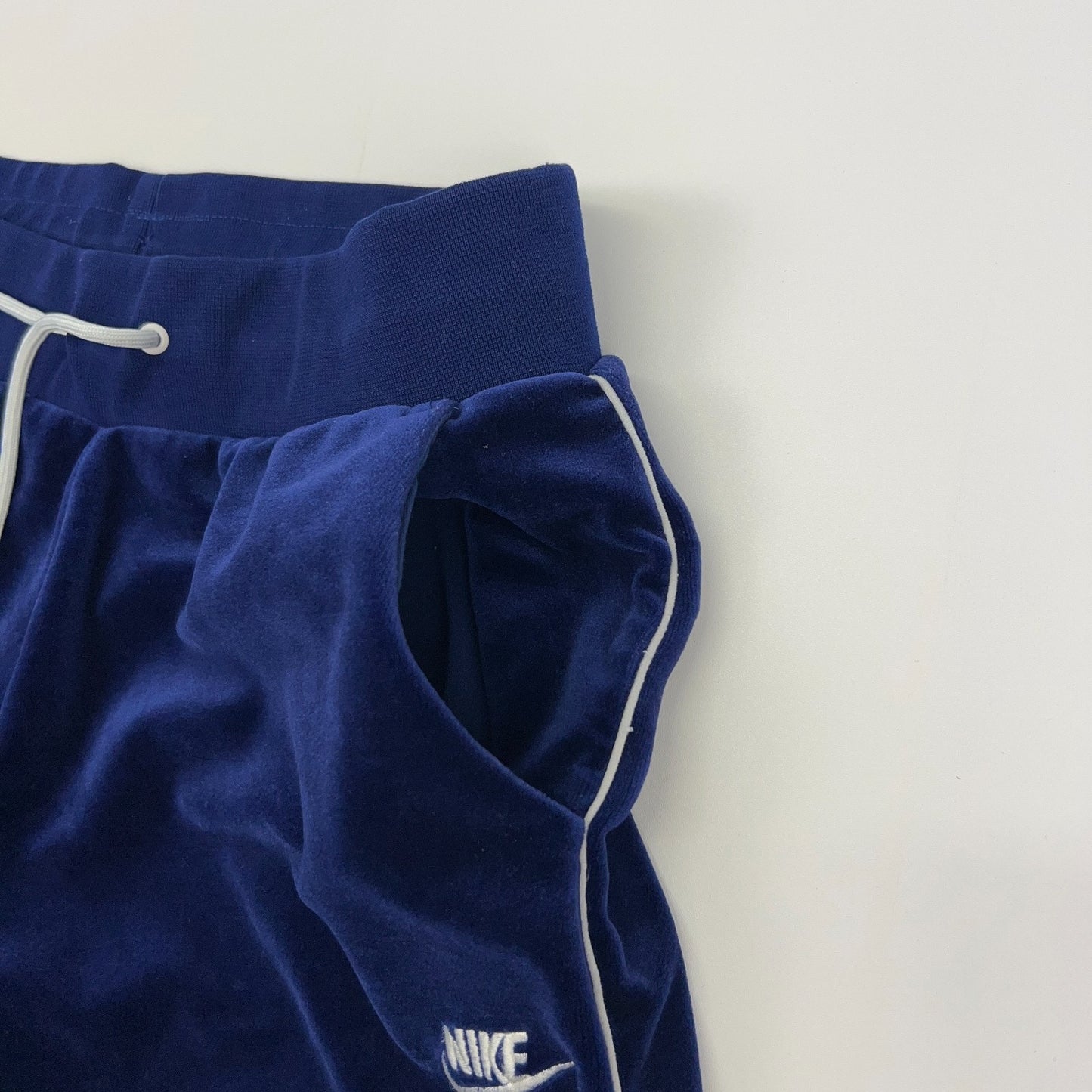 Nike Velvet Sweatpants Blue S Small Drawstring Joggers 95% Polyester Spandex