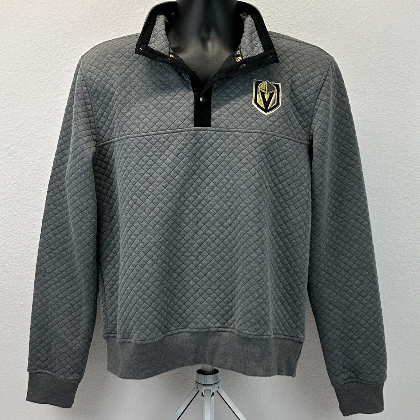 Las Vegas Golden Knights 1/4 Quarter Snap Sweater Jacket Quilted Gray M Medium