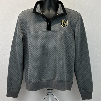 Las Vegas Golden Knights 1/4 Quarter Snap Sweater Jacket Quilted Gray M Medium