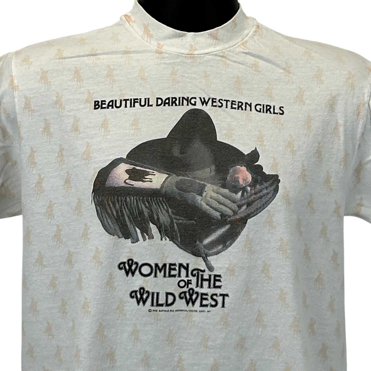 Hanes women of the wild west graphic T-shirt in cream featuring a vintage cowboy design