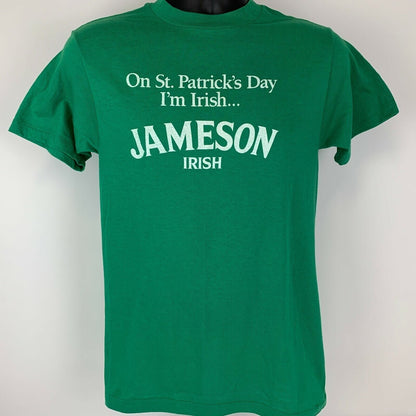 Camiseta vintage de whisky irlandés Jameson de los años 80, talla pequeña, para hombre, color verde, para el Día de San Patricio, EE. UU.