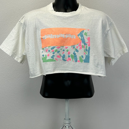 Vintage 90s Dalmatian Dog Crop Top T Shirt Made In USA White Tee XL X-Large
