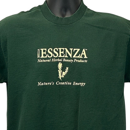 Green Vintage T-Shirt featuring Bella Essenza Beauty Products logo on the front for herbal beauty fans