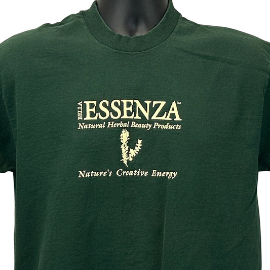 Green Vintage T-Shirt featuring Bella Essenza Beauty Products logo on the front for herbal beauty fans