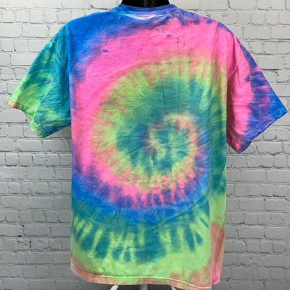 Perfect Day at Coco Cay T Shirt XL X-Large Blue Pink Tie Dye Bahamas Cruise Tee