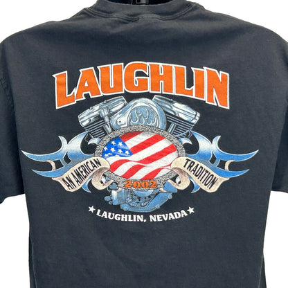 Camiseta de motociclista Laughlin Motorcycle Rally Vintage Y2Ks, talla mediana, para hombre, color negro, de Nevada